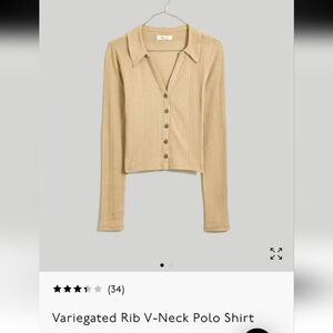 NWT Madewell Rib V-neck Polo Shirt
